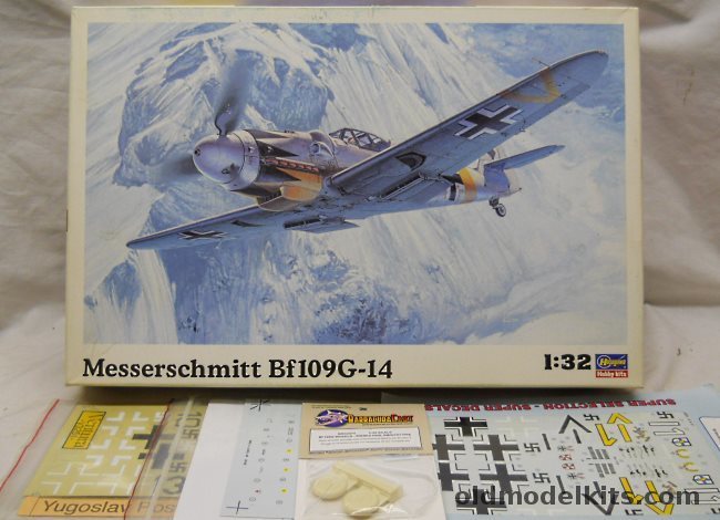 Hasegawa 1/32 Messerschmitt Bf-109 G-14  With BarracudaCast Wheels / Ventura Decals / Two Super Scale Decals - (Bf109G14), ST18 plastic model kit